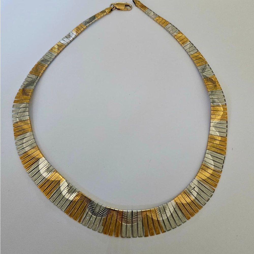 Italian 🇮🇹 925 Silver & 10k gold accent Necklace chocker